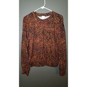 Peyton Jensen Women's Small Leopard Print Pullover Sweatshirt Crew Neck Top